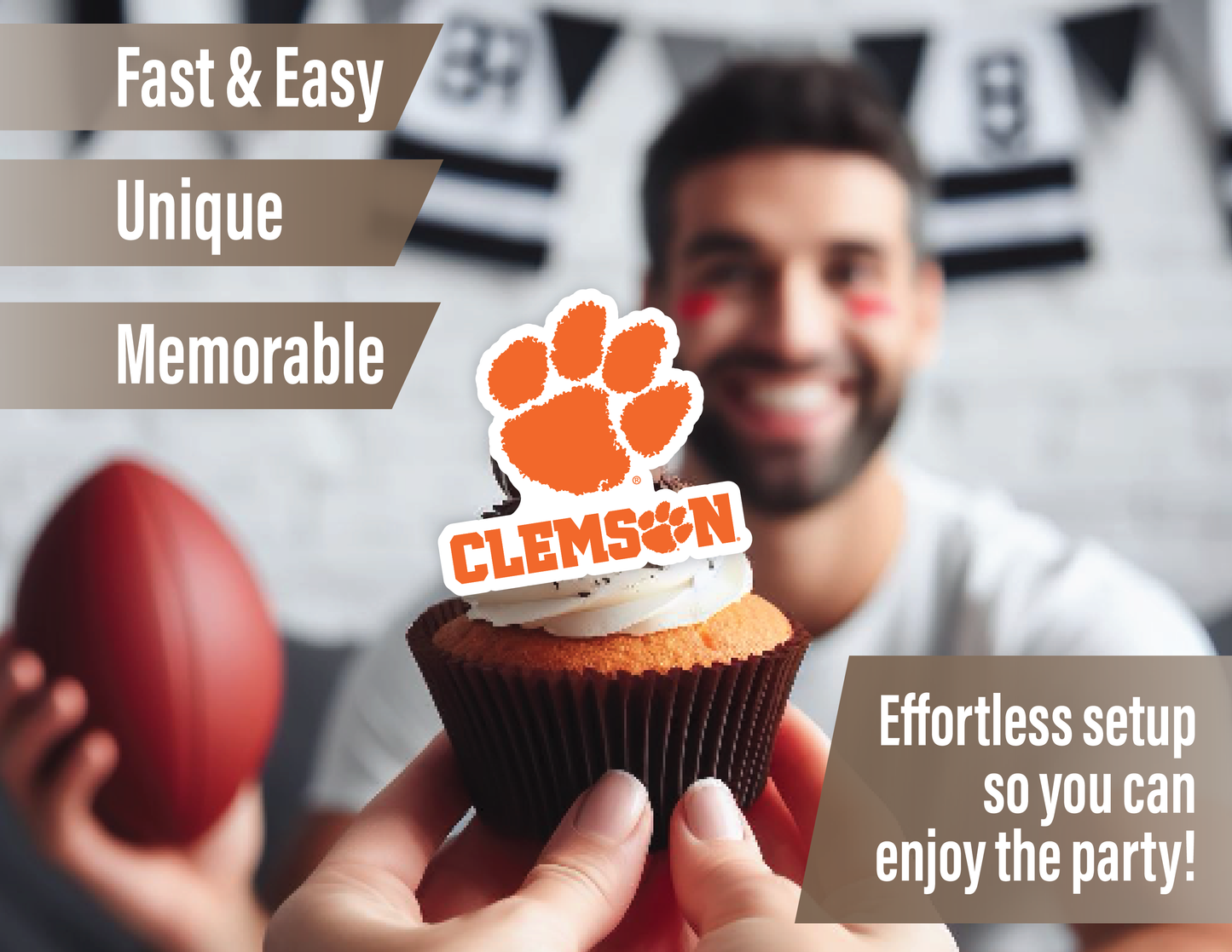 Clemson Tigers Party Decorations with Banner and Cupcake Toppers (42 Pieces)