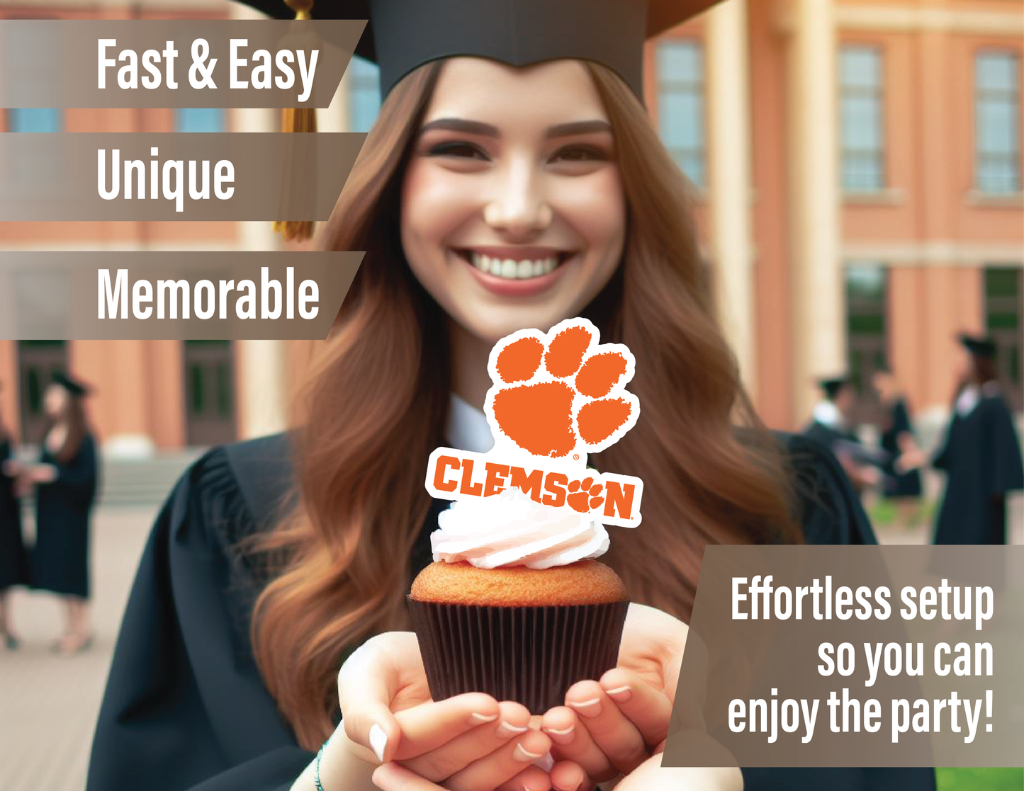 Clemson Tigers Party Decorations with Banner and Cupcake Toppers (42 Pieces)
