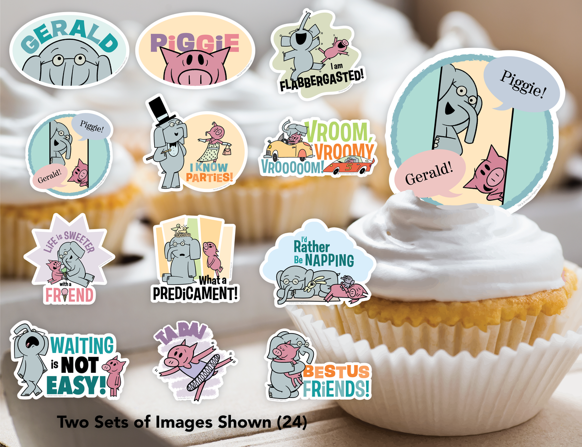 Elephant and Piggie Party Kit (8 Foot Banner, 24 Cupcake Toppers, Cake Topper, 4 Streamers)