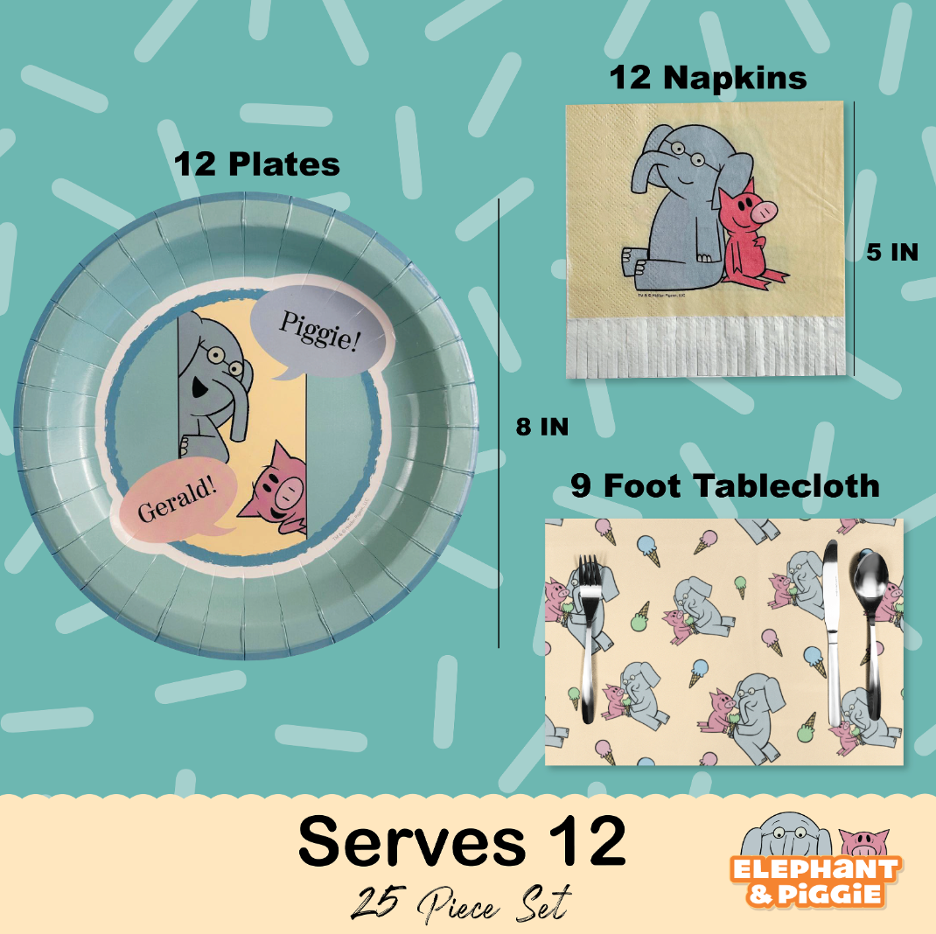 Elephant and Piggie Tableware Set (Serves 12)