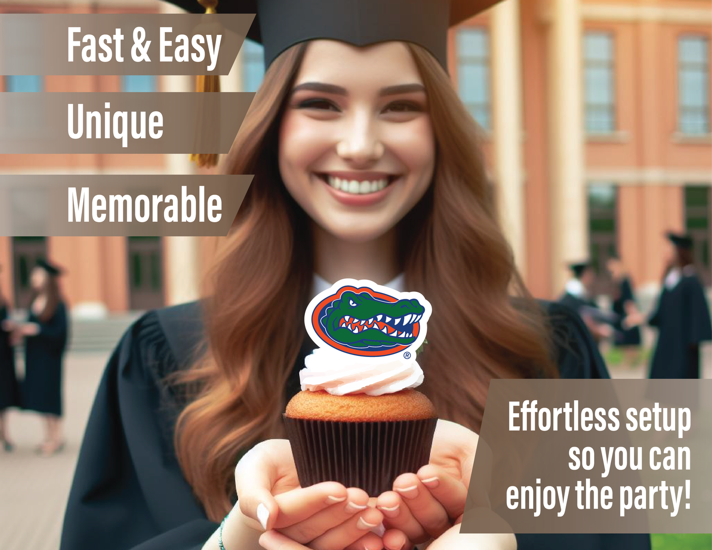 Florida Gators Party Decorations with Banner and Cupcake Toppers (42 Pieces)