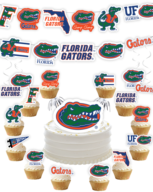 Florida Gators Party Decorations with Banner and Cupcake Toppers (42 Pieces)