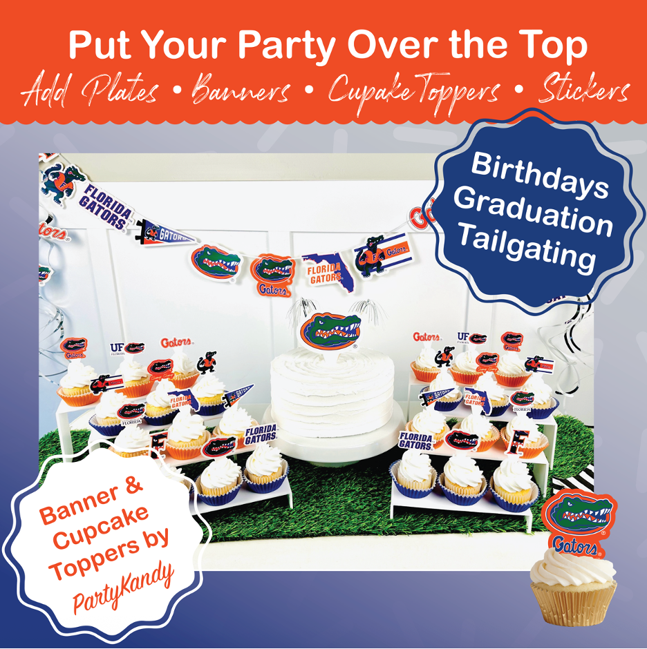 Florida Gators party supplies with UF tablecloth plates and napkins (37 piece set) for graduation, football tailgating, and birthday party decorations (Serves 12) (Florida Gators)