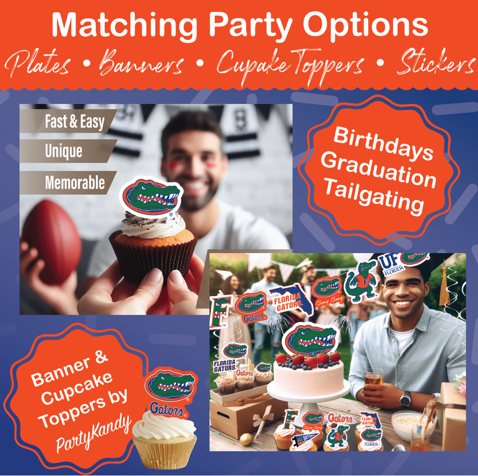Florida Gators party supplies with UF tablecloth plates and napkins (37 piece set) for graduation, football tailgating, and birthday party decorations (Serves 12) (Florida Gators)