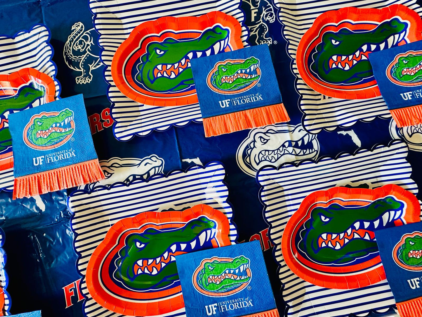 Florida Gators party supplies with UF tablecloth plates and napkins (37 piece set) for graduation, football tailgating, and birthday party decorations (Serves 12) (Florida Gators)