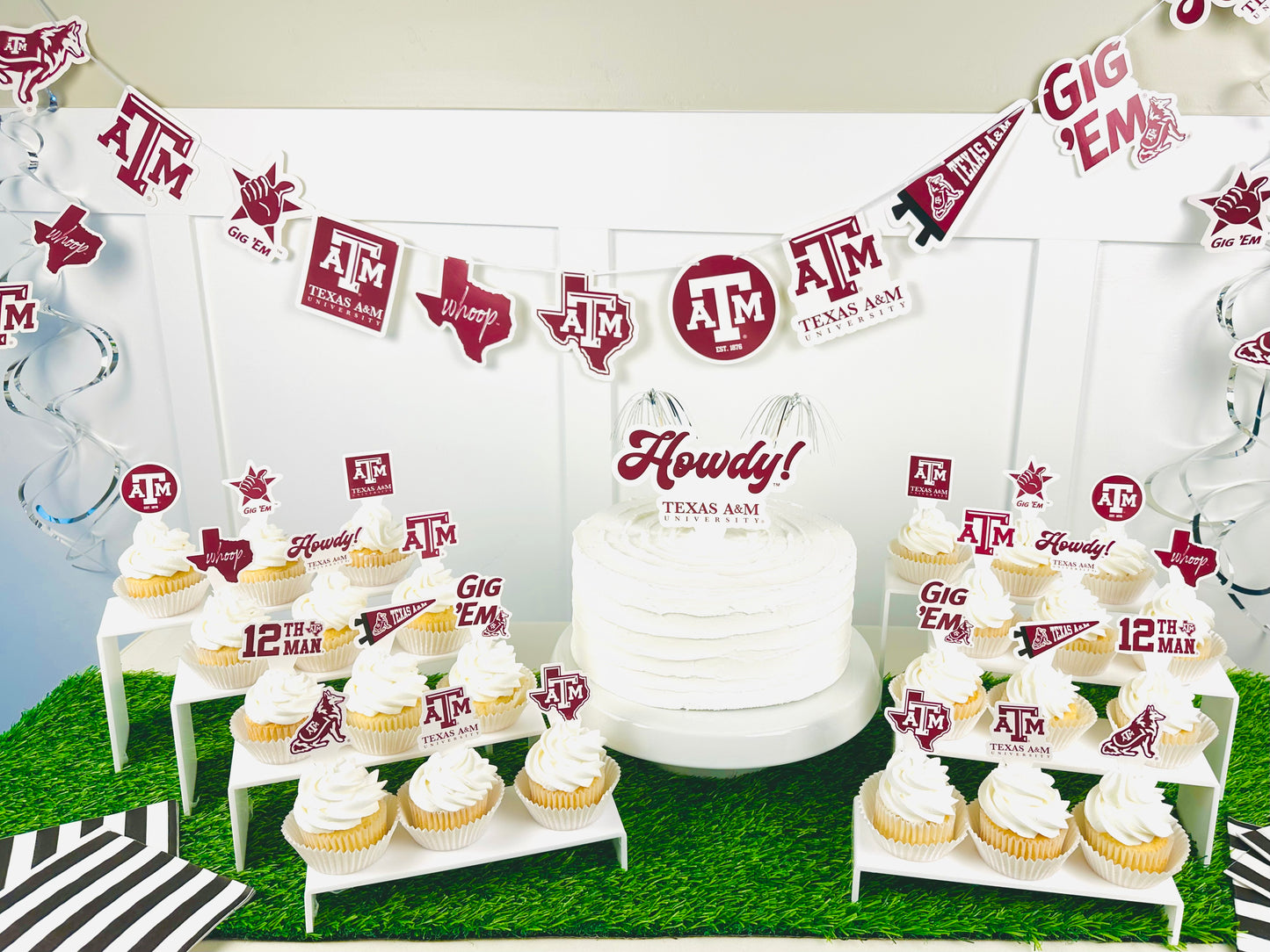 Texas A&M Aggies Party Decorations with Banner and Cupcake Toppers (42 Pieces)