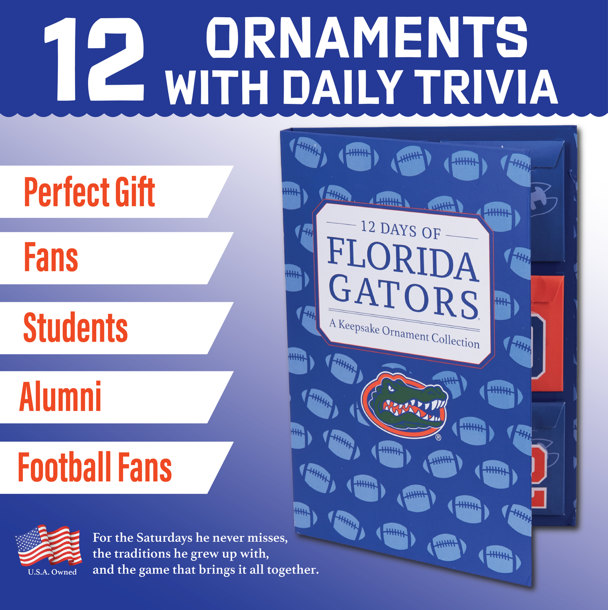 Florida Gators 12-Day Christmas Ornament Advent Calendar Football UF Gift