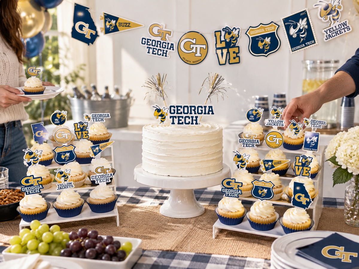 Georgia Tech Party Decorations Cupcake Toppers Graduation Party Decor 42 Pc