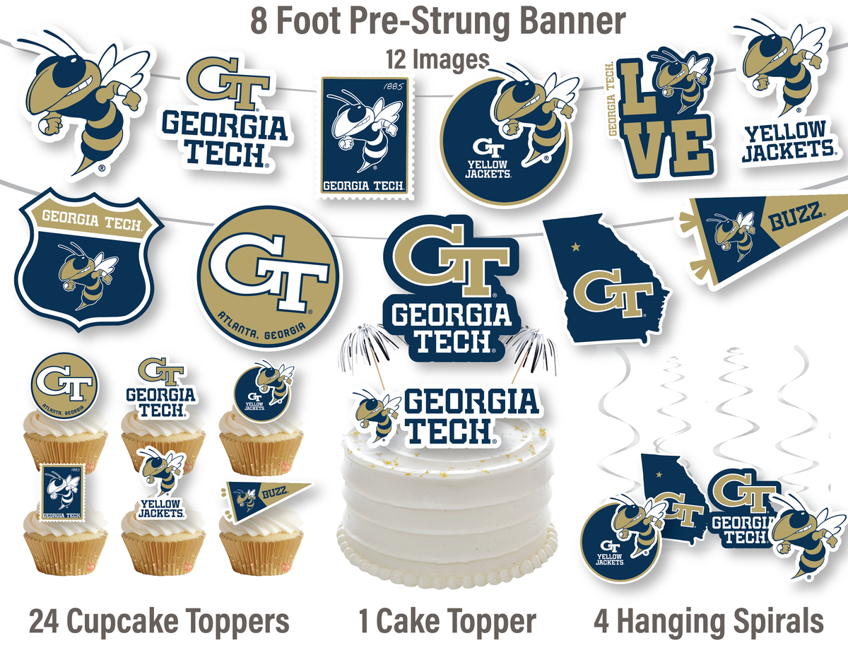 Georgia Tech Party Decorations Cupcake Toppers Graduation Party Decor 42 Pc