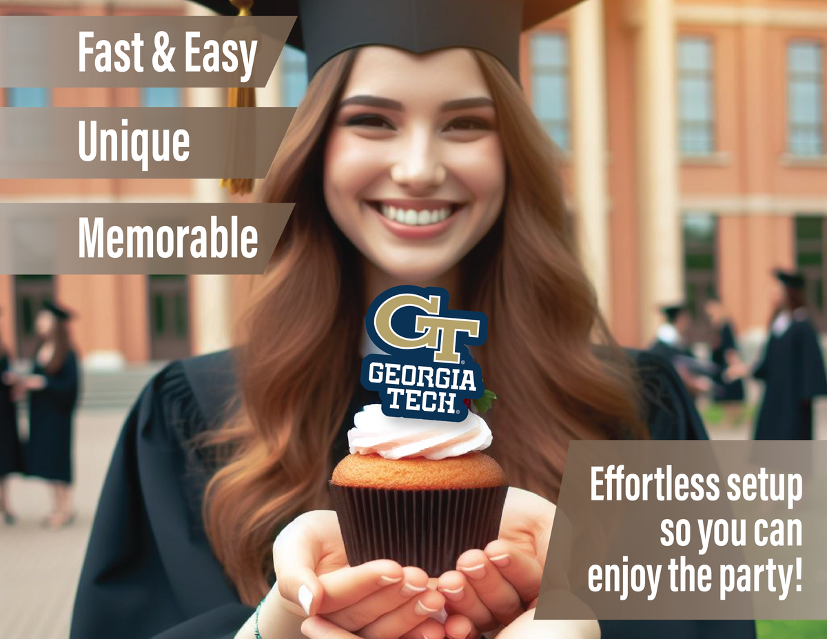 Georgia Tech Party Decorations Cupcake Toppers Graduation Party Decor 42 Pc
