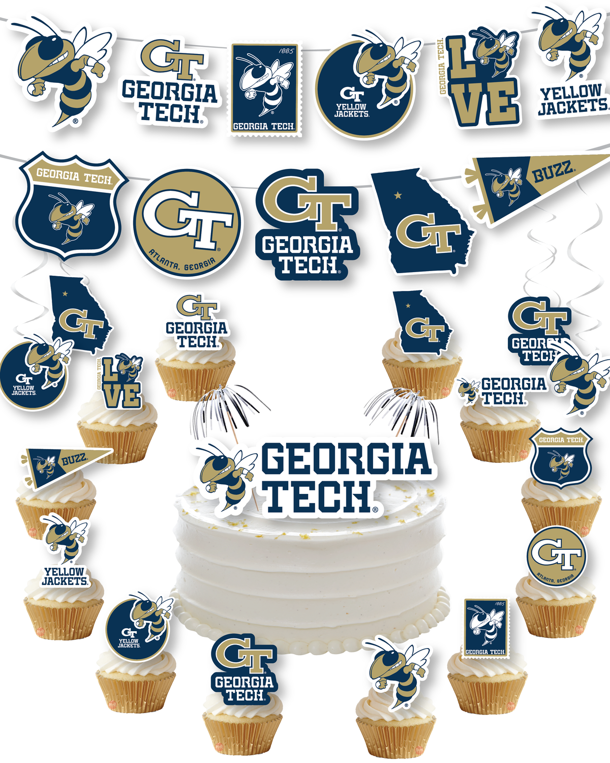 Georgia Tech Party Decorations Cupcake Toppers Graduation Party Decor 42 Pc