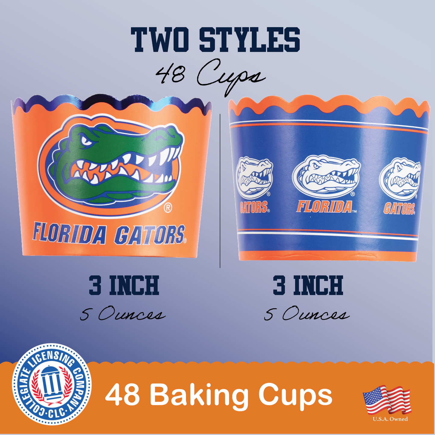University of Florida Baking Cups (48 Pcs) for UF Gators Football, Birthday, and Graduation Party Decorations (Florida Gators)