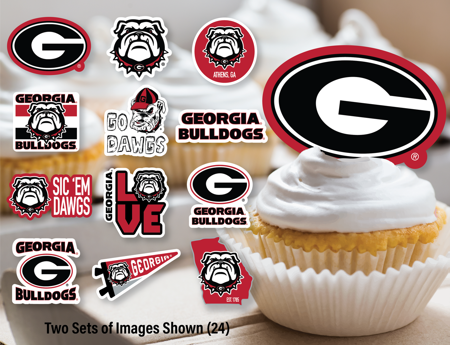 Georgia Bulldogs Party Decorations with Banner and Cupcake Toppers (42 Piece Set)