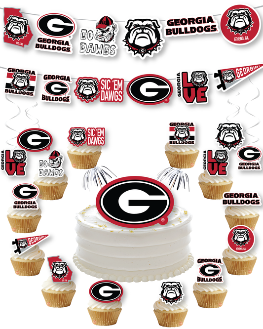 Georgia Bulldogs Party Decorations with Banner and Cupcake Toppers (42 Piece Set)