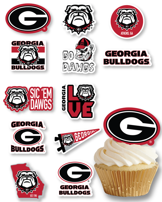 Georgia Bulldogs Cupcake Toppers (24 Pieces)