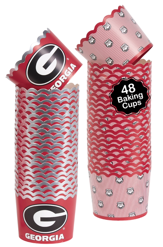 University of Georgia Baking Cups (48 Pcs) for UGA Football, Birthday, and Graduation Party Decorations (Georgia Bulldogs)