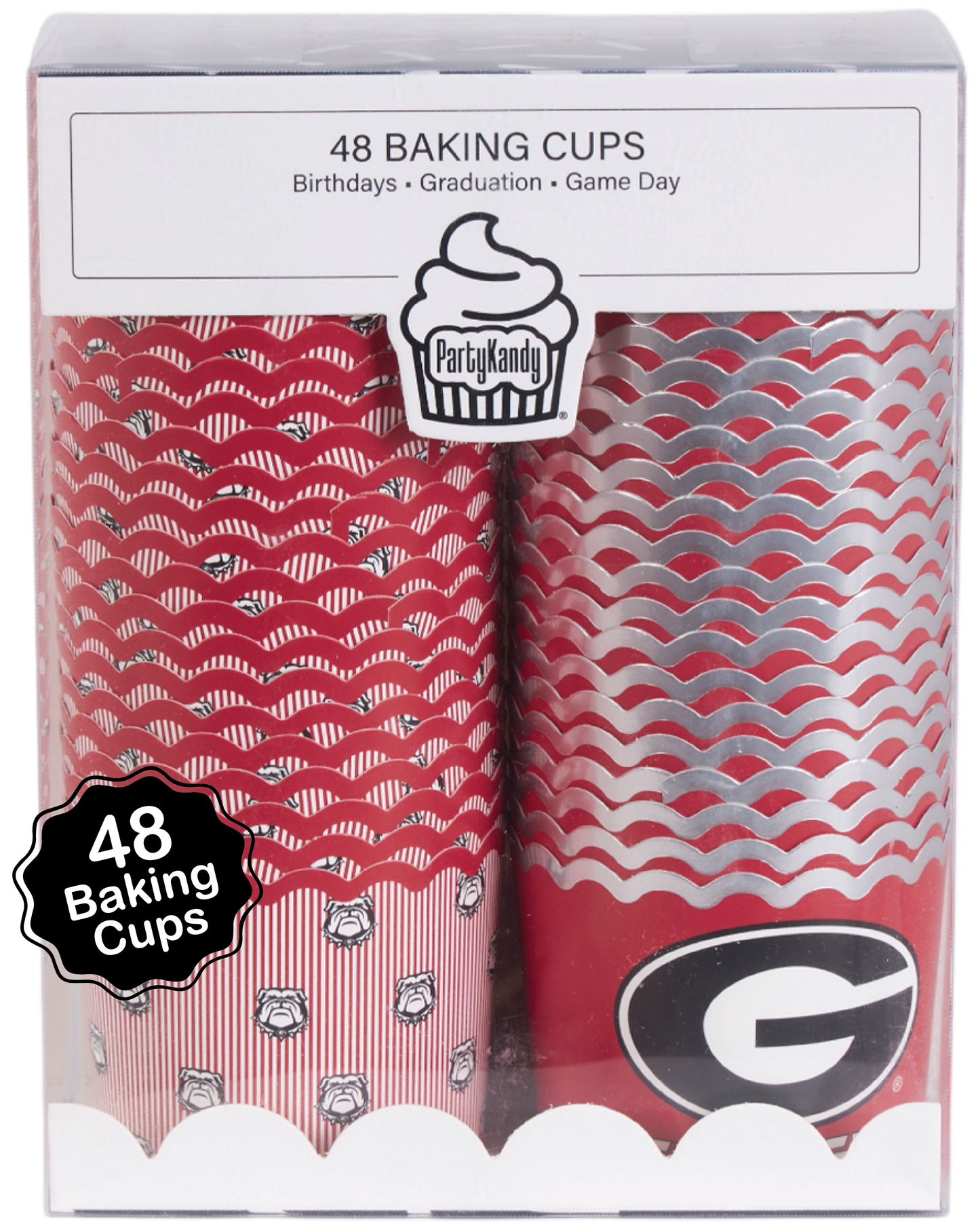 University of Georgia Baking Cups (48 Pcs) for UGA Football, Birthday, and Graduation Party Decorations (Georgia Bulldogs)