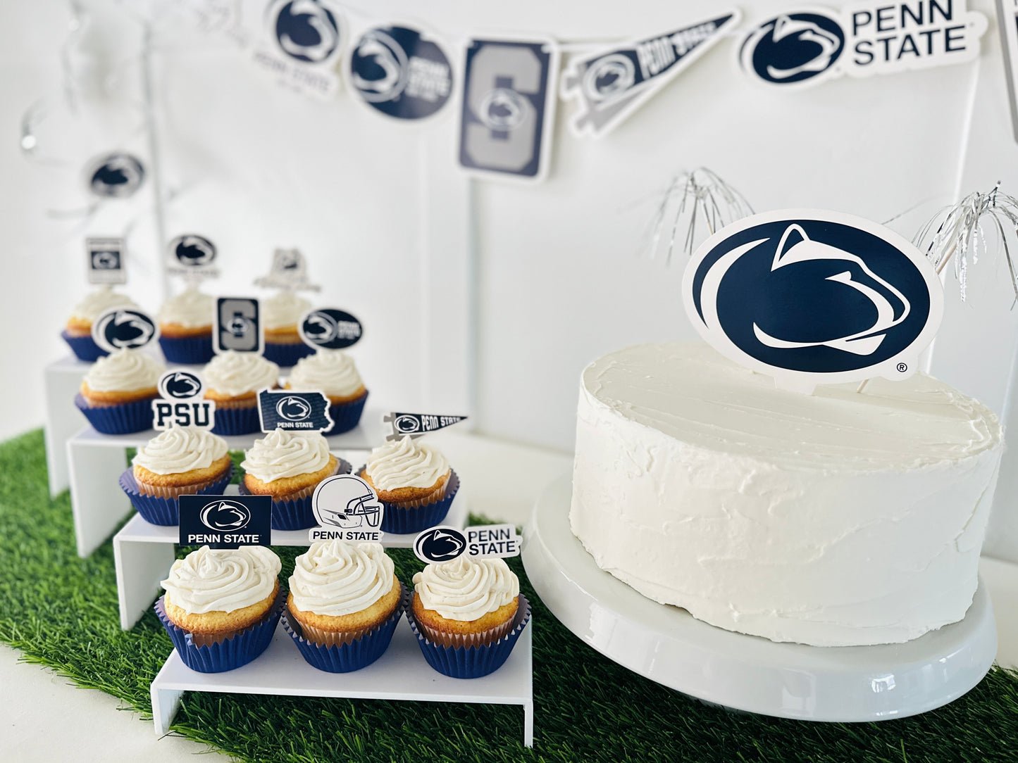 Penn State Nittany Lions Party Decorations with Banner and Cupcake Toppers (42 Pieces)