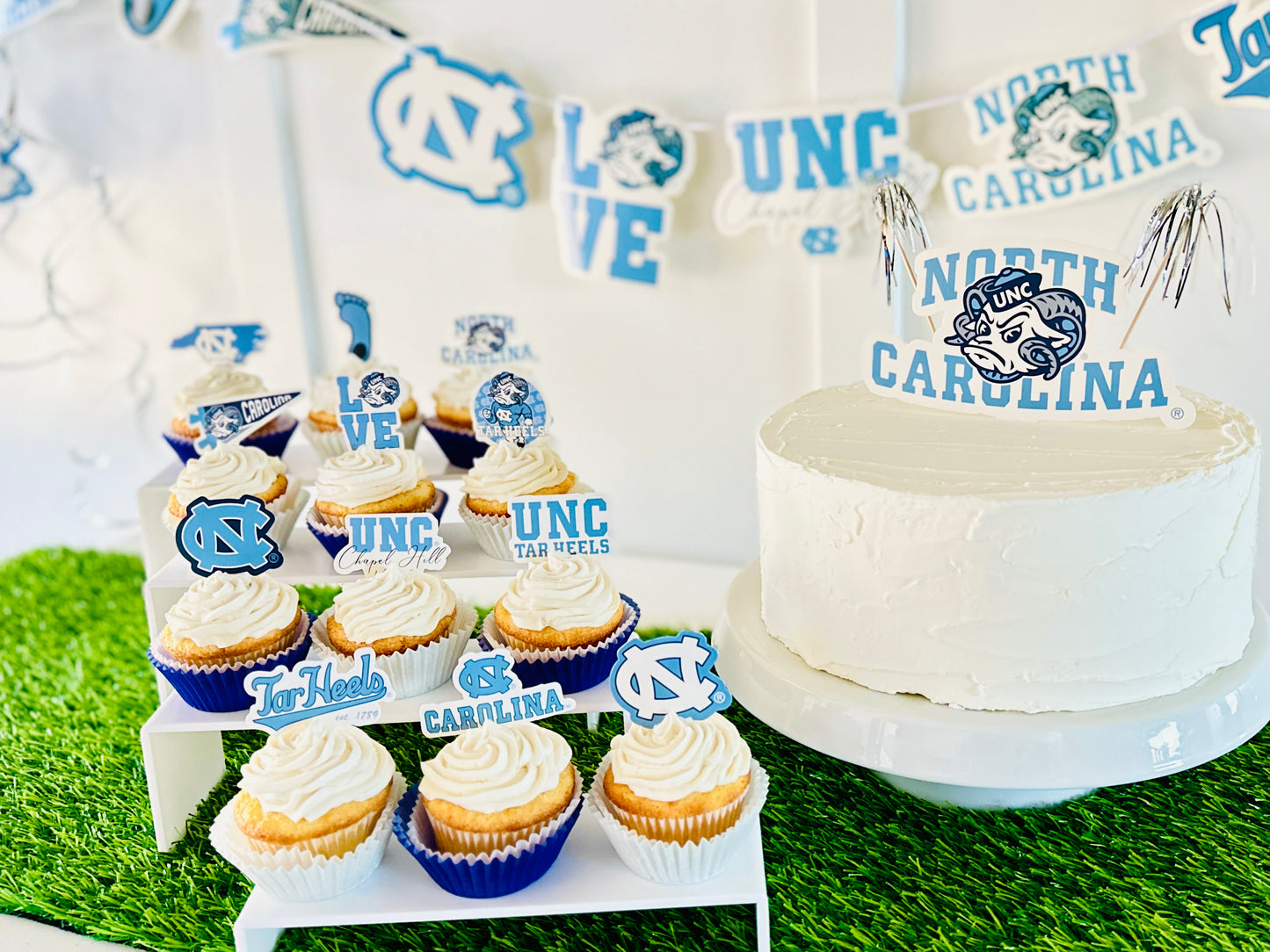North Carolina Tar Heels Party Decorations with Banner and Cupcake Toppers (42 Pieces)