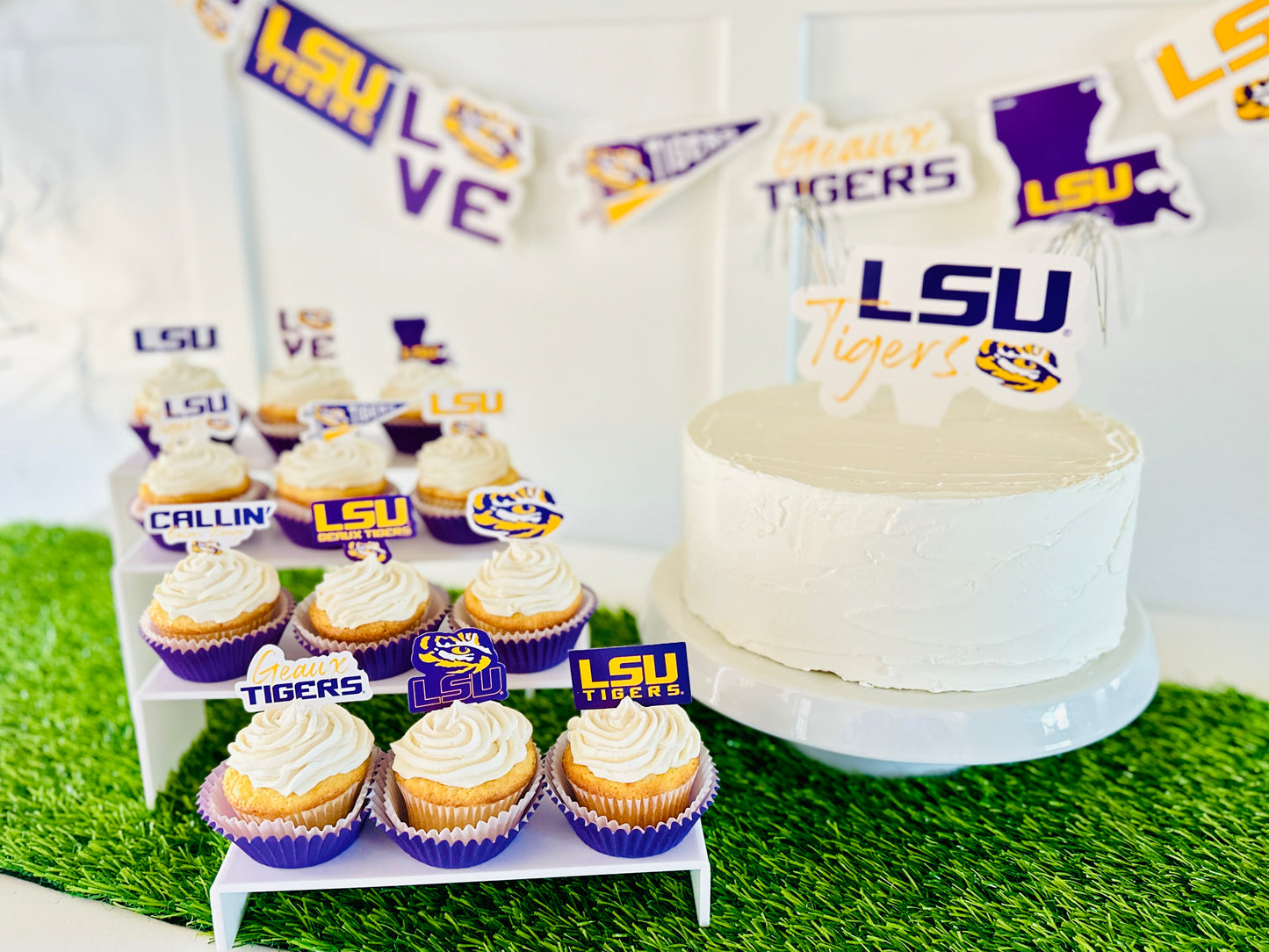 LSU Tigers Party Decorations with Banner and Cupcake Toppers (42 Pieces)