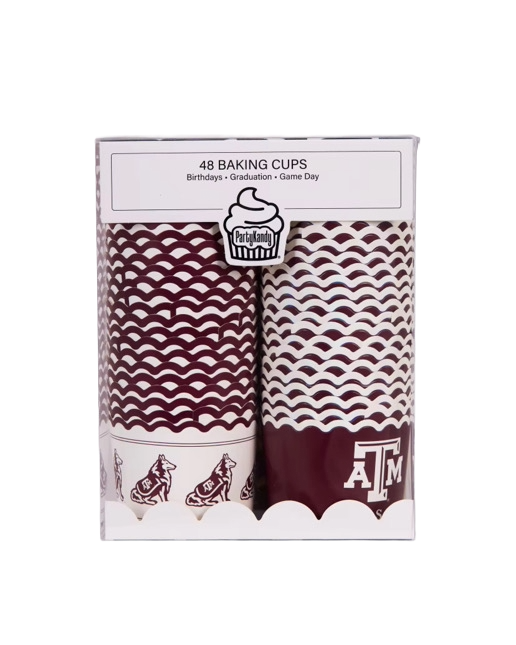 Texas A&M Baking Cups (48 Pcs) for Football, Birthday, and Graduation Party Decorations (Texas A&M Aggies)