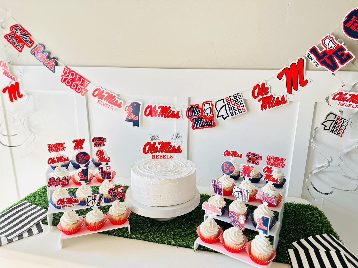 Ole Miss Rebels Party Decorations with Banner and Cupcake Toppers (42 Pieces)