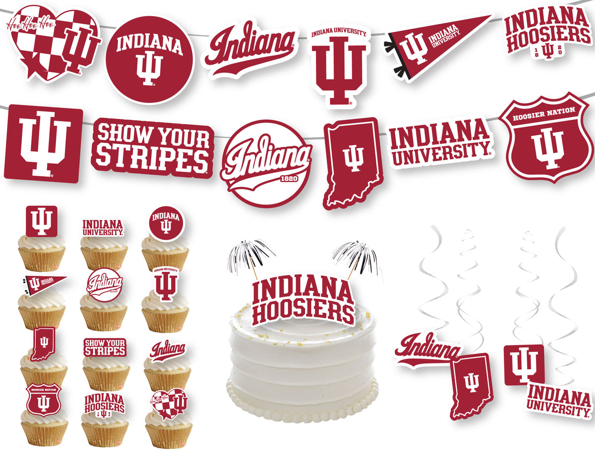 Indiana Hoosiers Cake Topper & Decorations, Grad IU Party Supplies 42 Pcs
