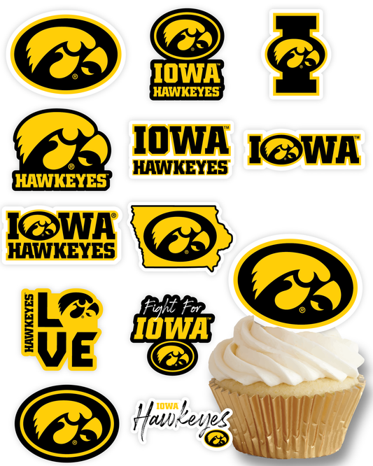Iowa Hawkeyes Tide Cupcake Toppers (24 Pieces)