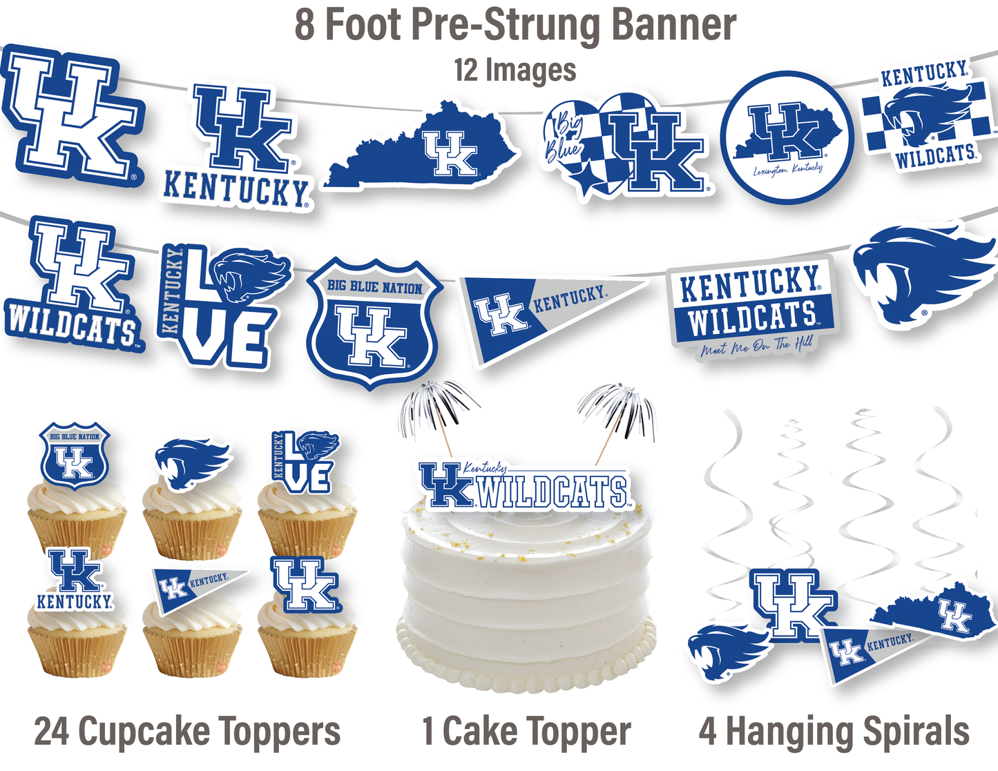 Kentucky Wildcats Party Decorations with Banner and Cupcake Toppers (42 Pieces)
