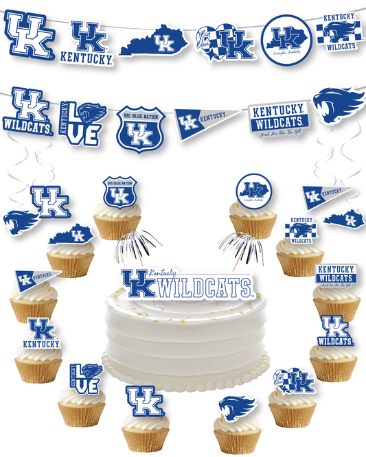 Kentucky Wildcats Party Decorations with Banner and Cupcake Toppers (42 Pieces)