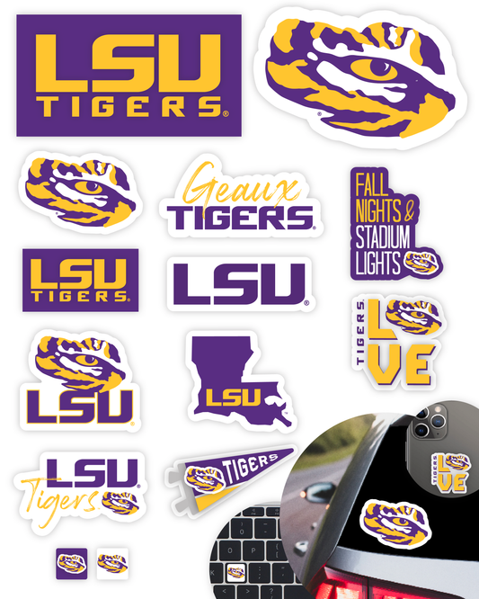 LSU Tigers Sticker Set (14 Pieces)
