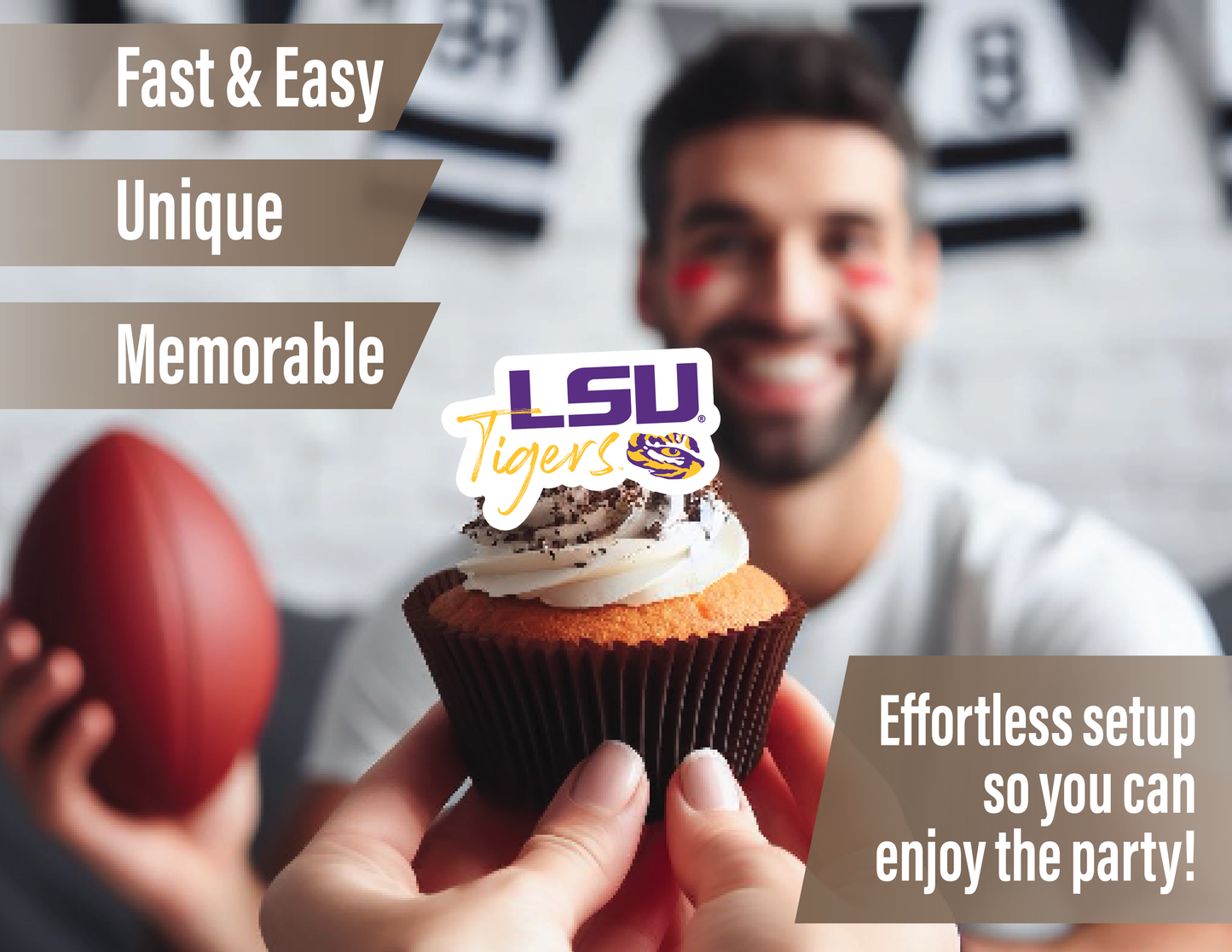 LSU Tigers Party Decorations with Banner and Cupcake Toppers (42 Pieces)