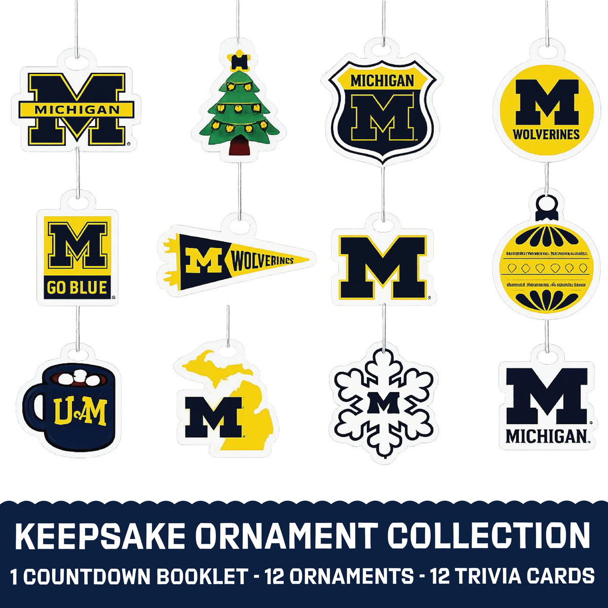 Michigan Wolverines 12-Day Holiday Ornament Advent Calendar Football Gift