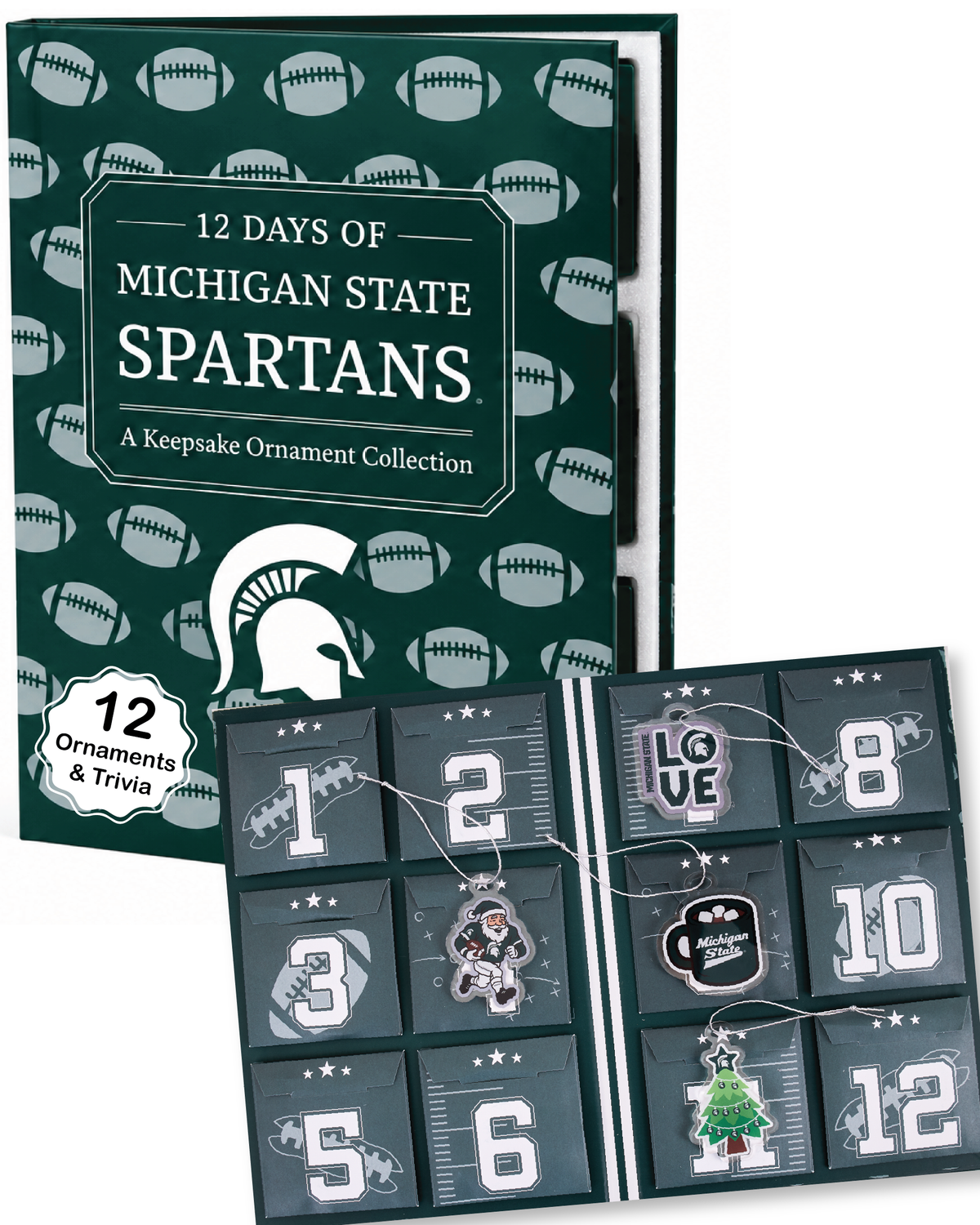Michigan State 12-Day Christmas Ornament Advent Calendar Football MSU Gift
