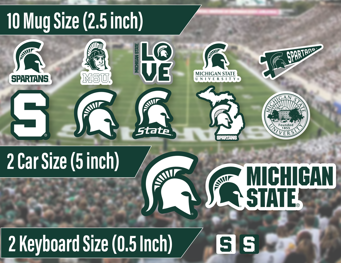 Michigan State Spartans Sticker Set (14 Pieces)