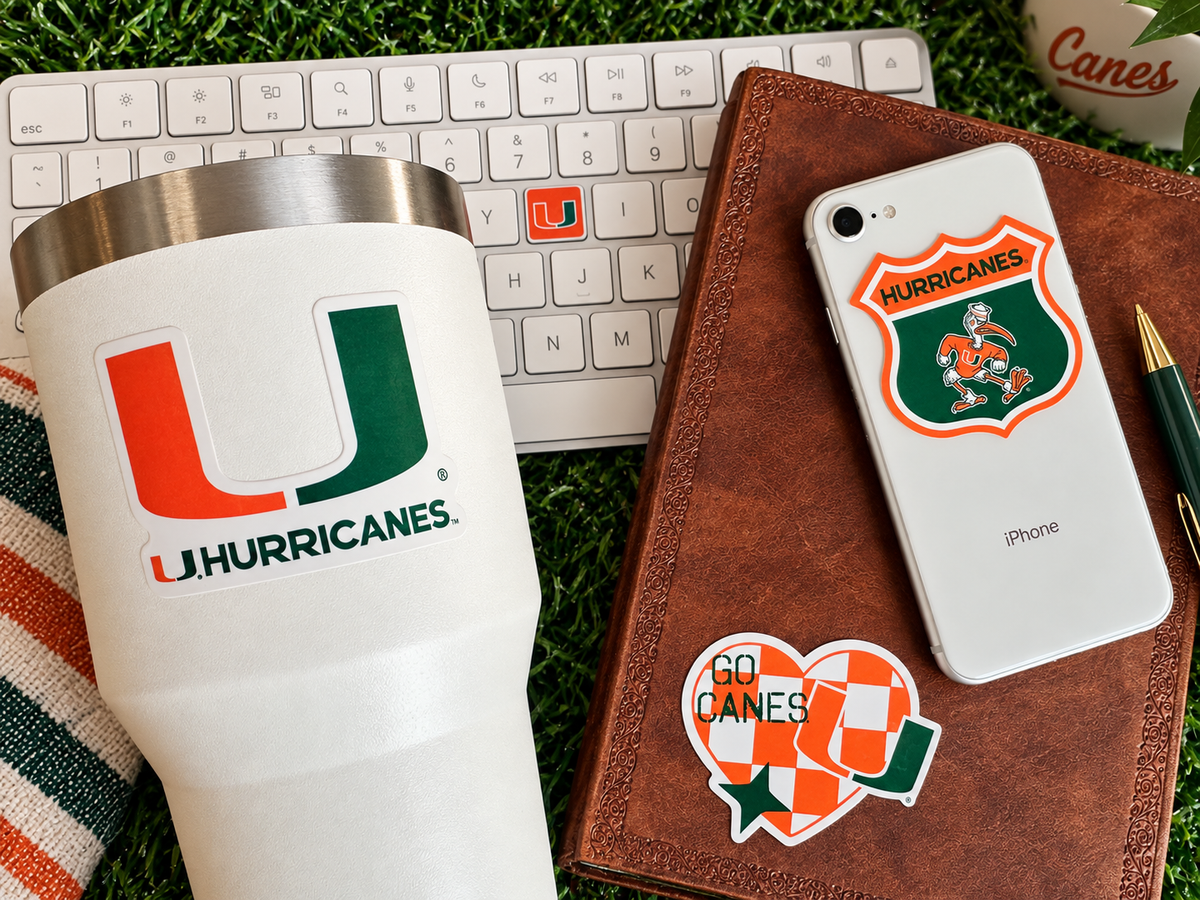 Miami Hurricanes Stickers University of Miami Vinyl Decals Vinyl Gift 14 Pc