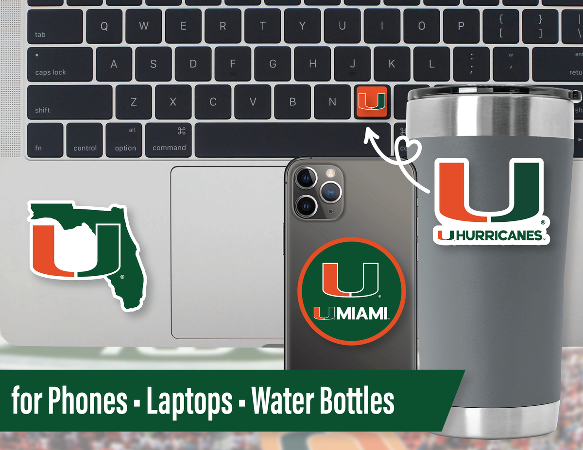 Miami Hurricanes Stickers University of Miami Vinyl Decals Vinyl Gift 14 Pc