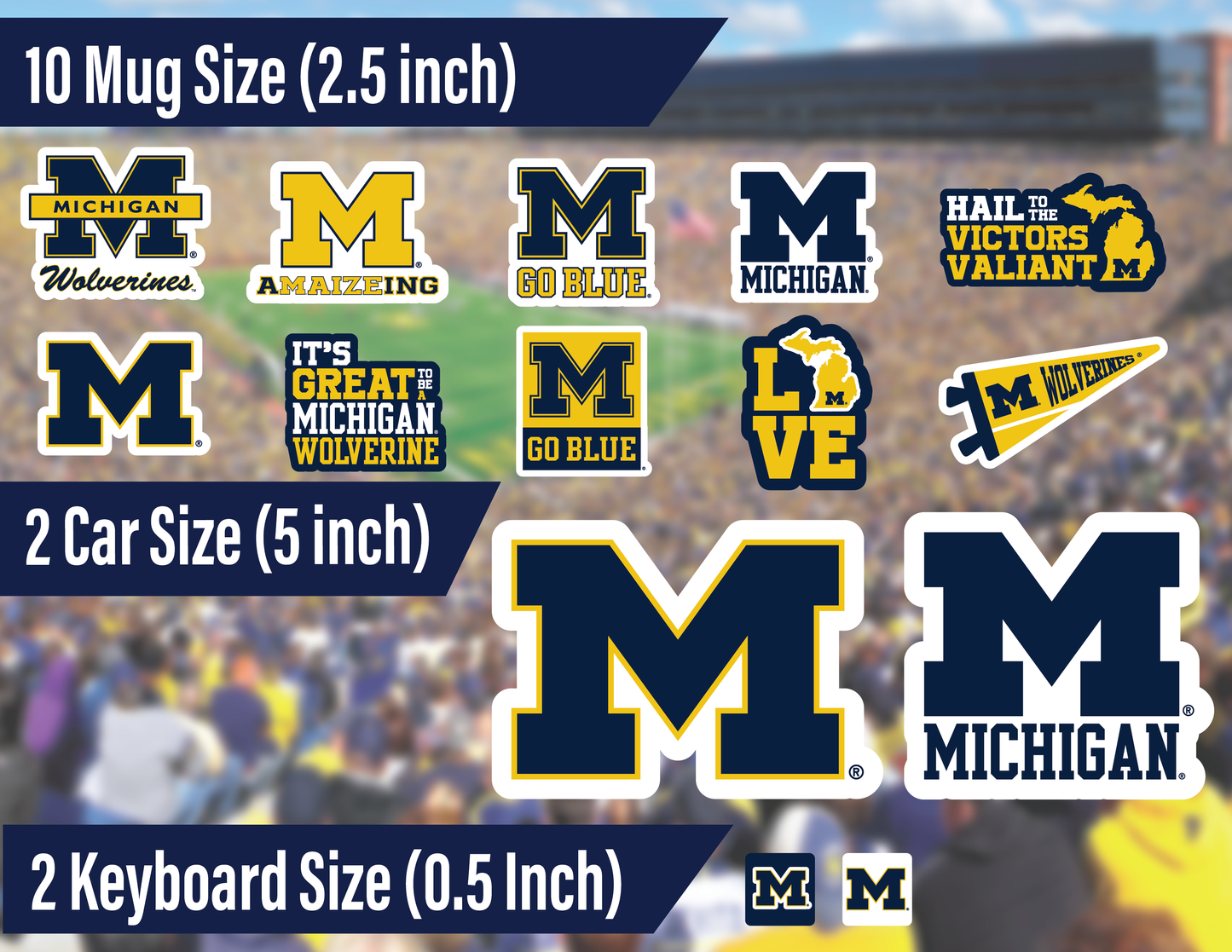 Michigan Wolverines Sticker Set (14 Pieces)