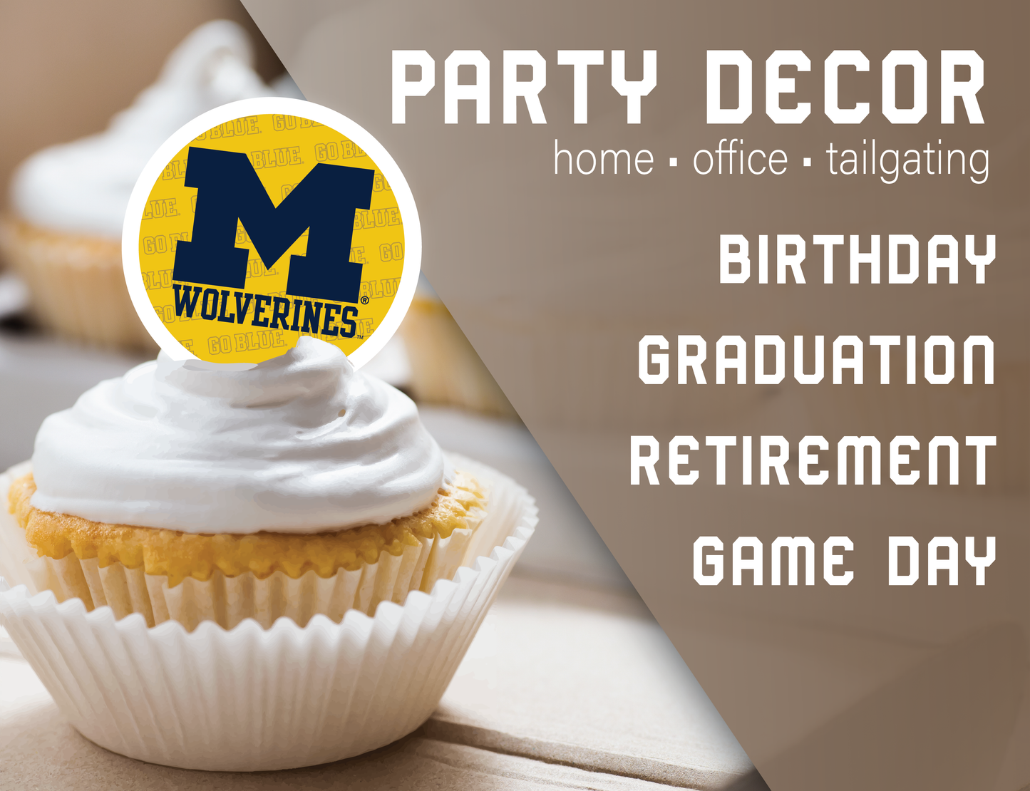 Michigan Wolverines Party Decorations with Banner and Cupcake Toppers (42 Pieces)