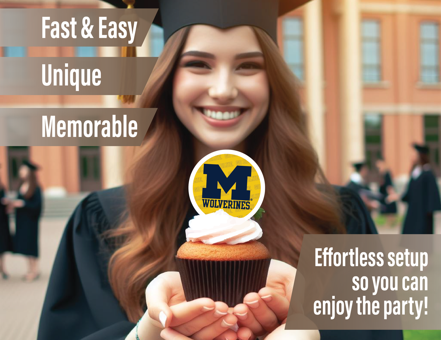 Michigan Wolverines Party Decorations with Banner and Cupcake Toppers (42 Pieces)