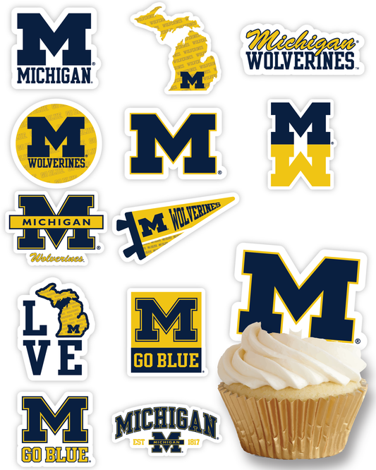 Michigan Wolverines Cupcake Toppers (24 Pieces)