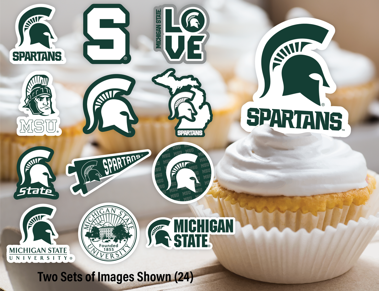 Michigan State Spartans Party Decorations with Banner and Cupcake Toppers (42 Pieces)