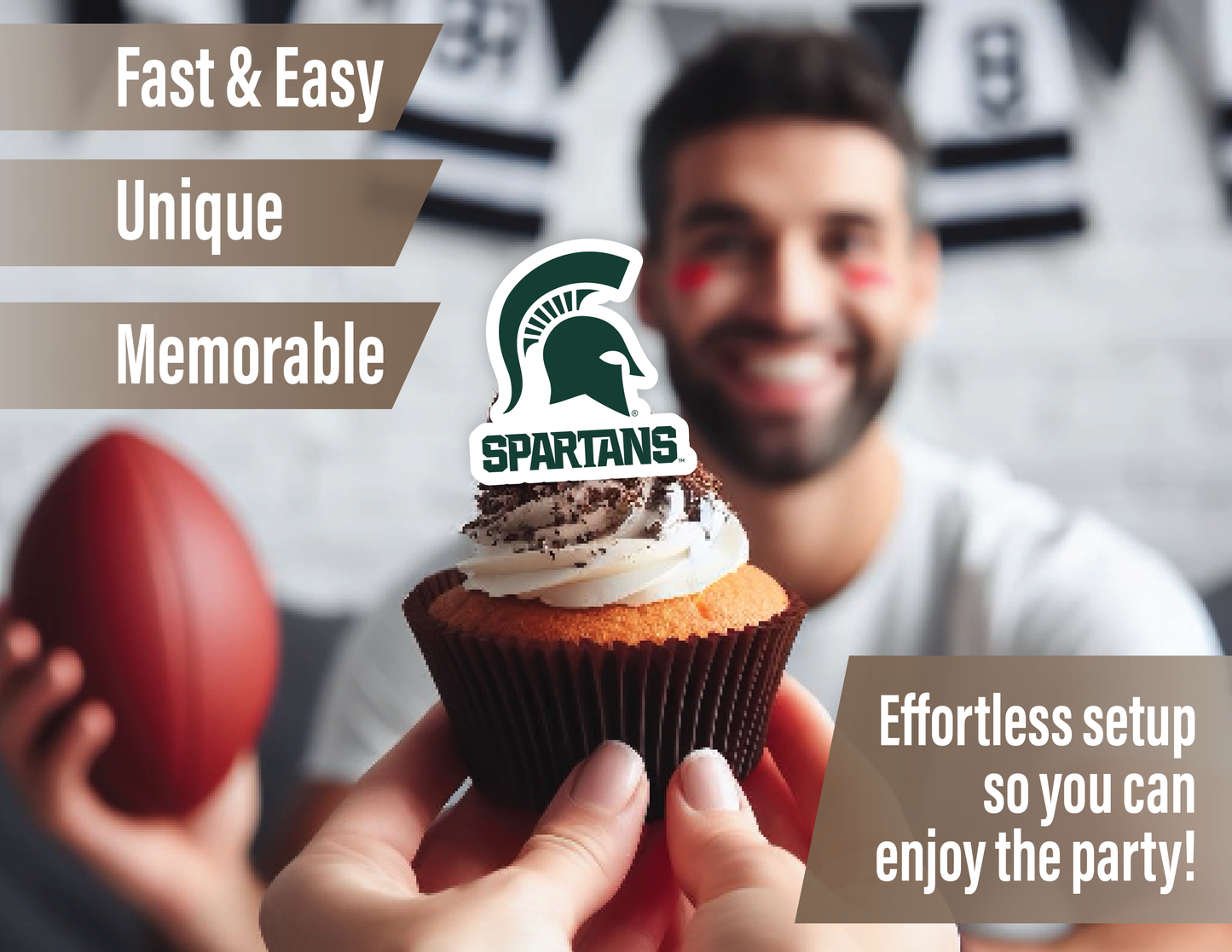 Michigan State Spartans Party Decorations with Banner and Cupcake Toppers (42 Pieces)