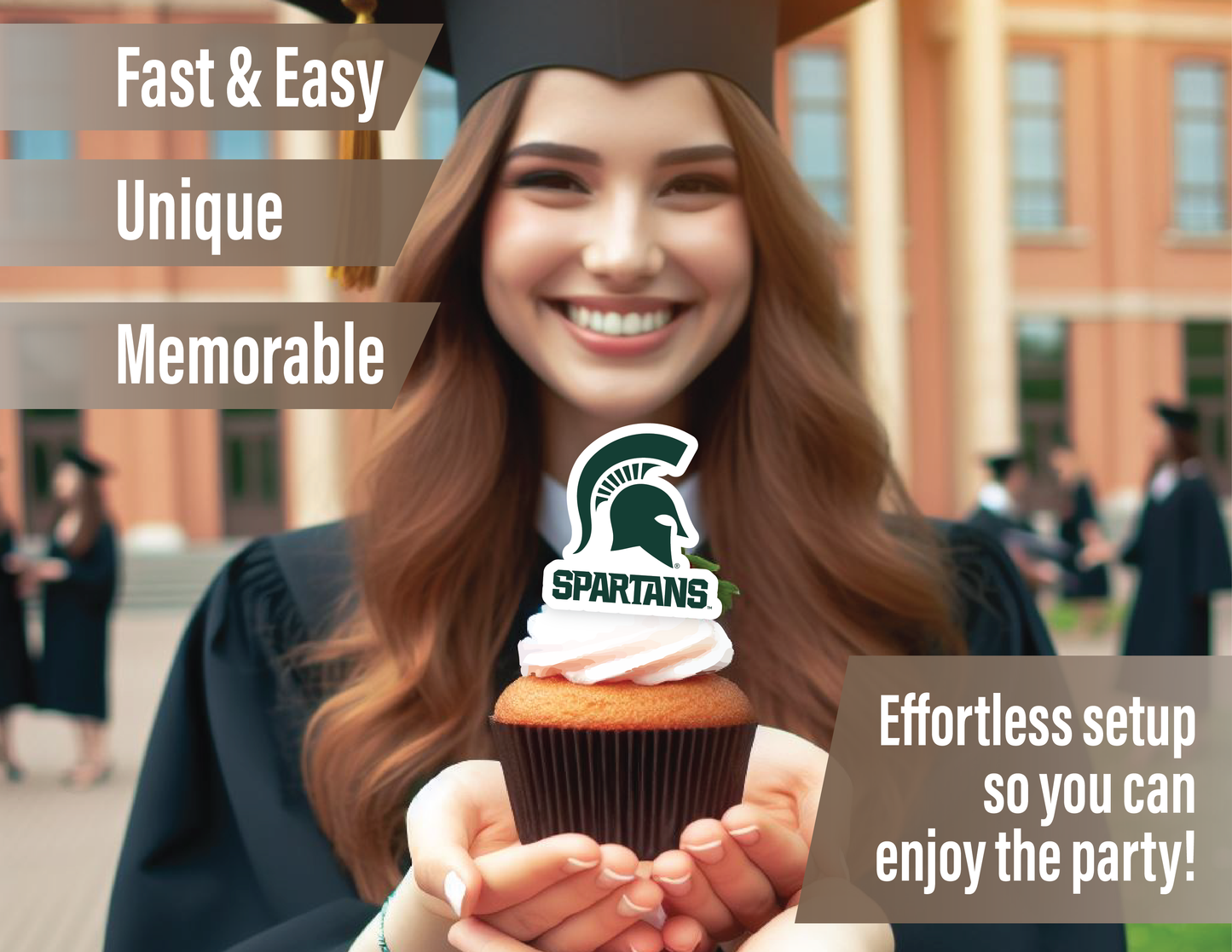 Michigan State Spartans Party Decorations with Banner and Cupcake Toppers (42 Pieces)