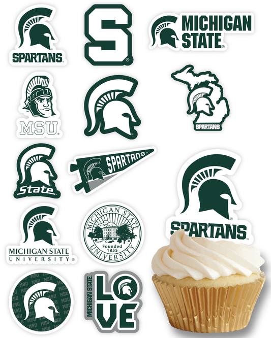 Michigan State Spartans Cupcake Toppers (24 Pieces)