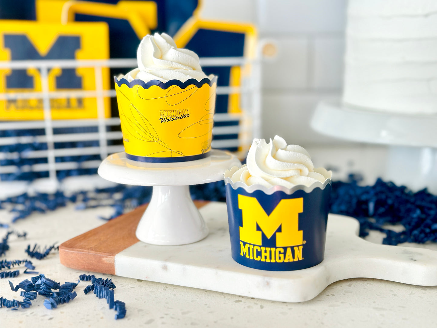 University of Michigan Baking Cups (48 Pcs) for U of M Wolverines Football, Birthday, and Graduation Party Decorations (Michigan Wolverines)