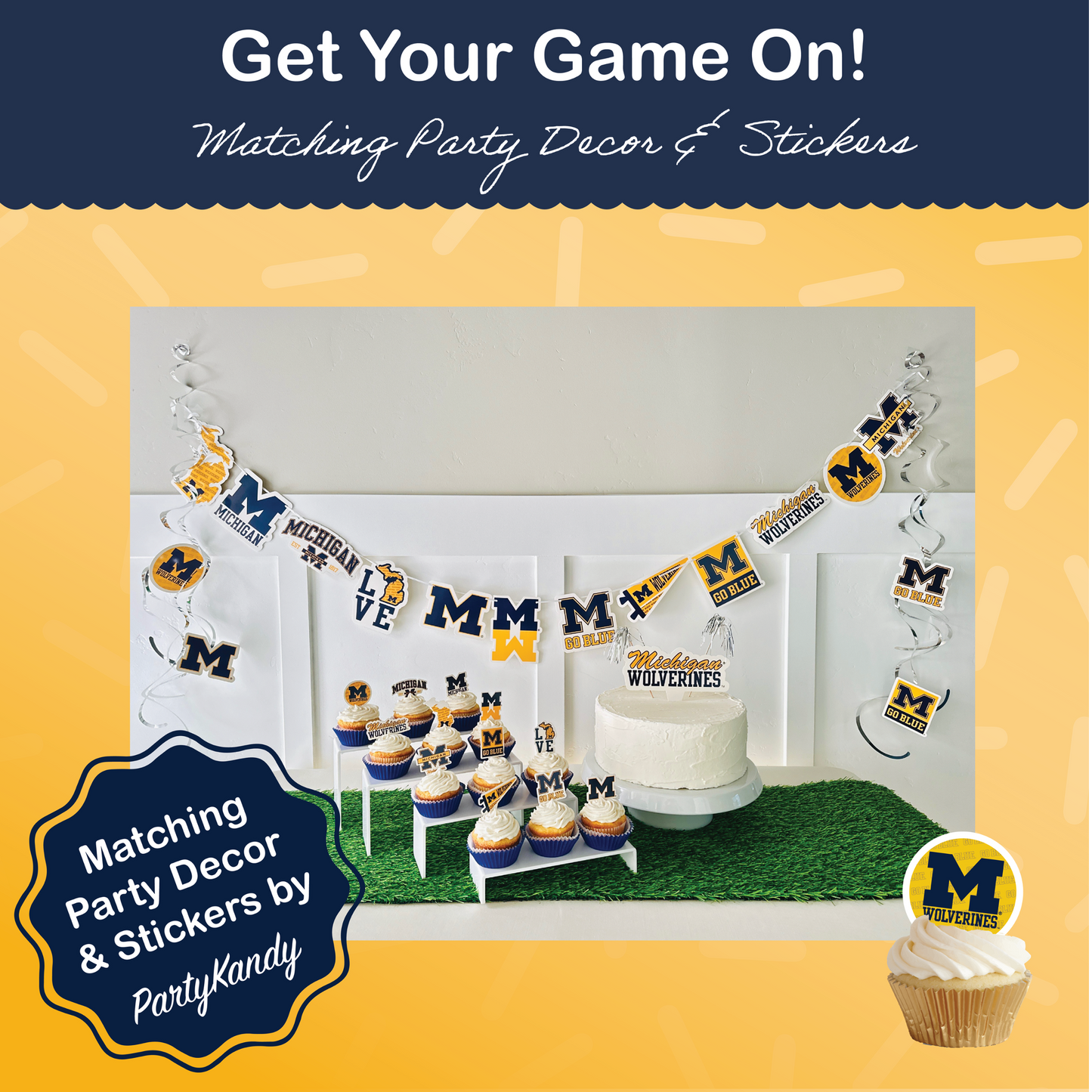University of Michigan Baking Cups (48 Pcs) for U of M Wolverines Football, Birthday, and Graduation Party Decorations (Michigan Wolverines)