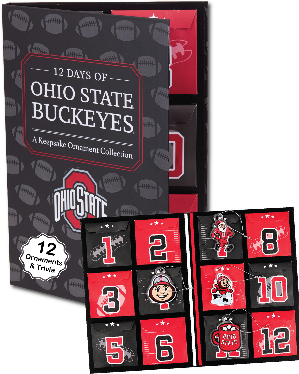 Ohio State Buckeyes 12-Day Football Ornament Advent Calendar (OSU)