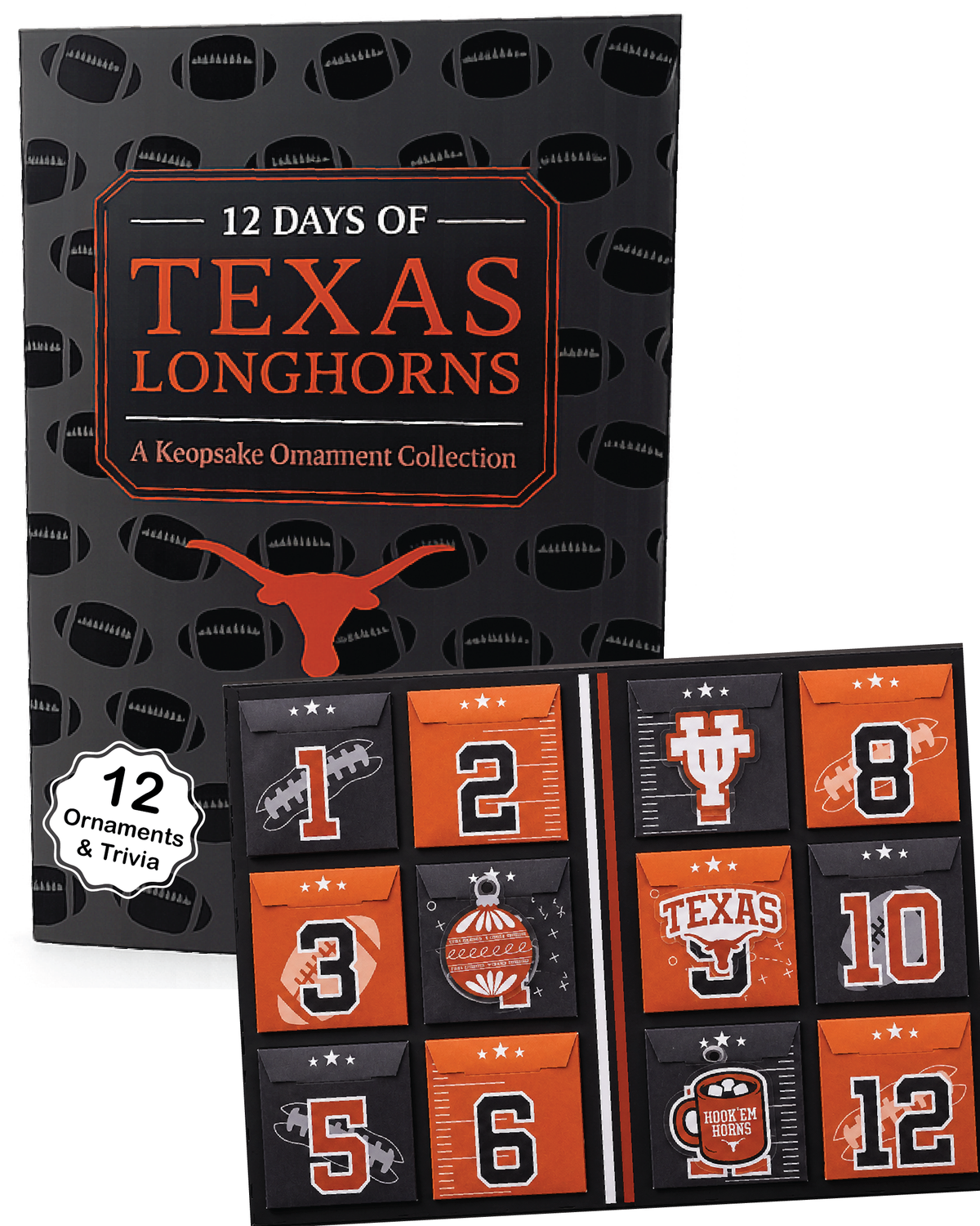 Texas Longhorns 12-Day Christmas Ornament Advent Calendar UT Football Gift