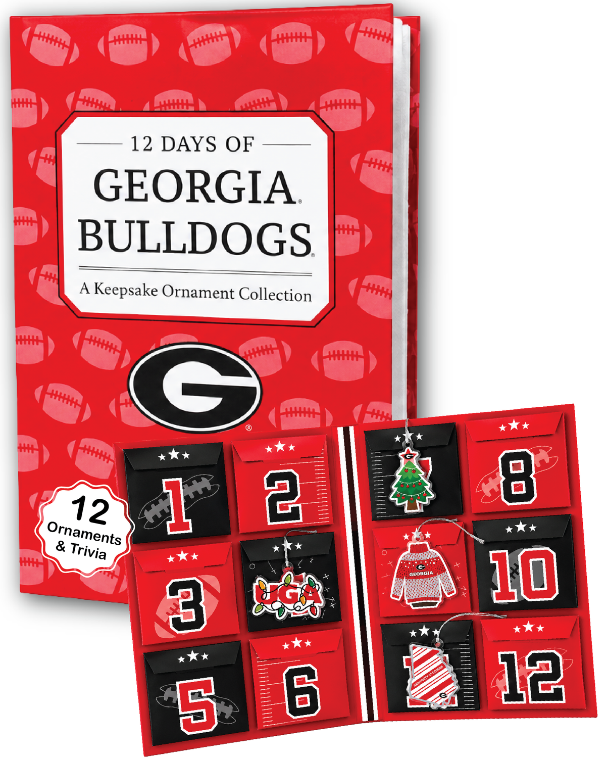 Georgia Bulldog 12-Day Christmas Ornament Advent Calendar Football UGA Gift